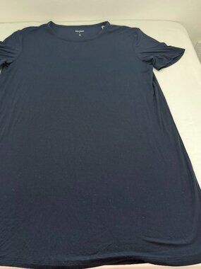 Cozy Earth Bamboo T Shirt Dress Navy Short Sleeve Lounge Dress Size Medium